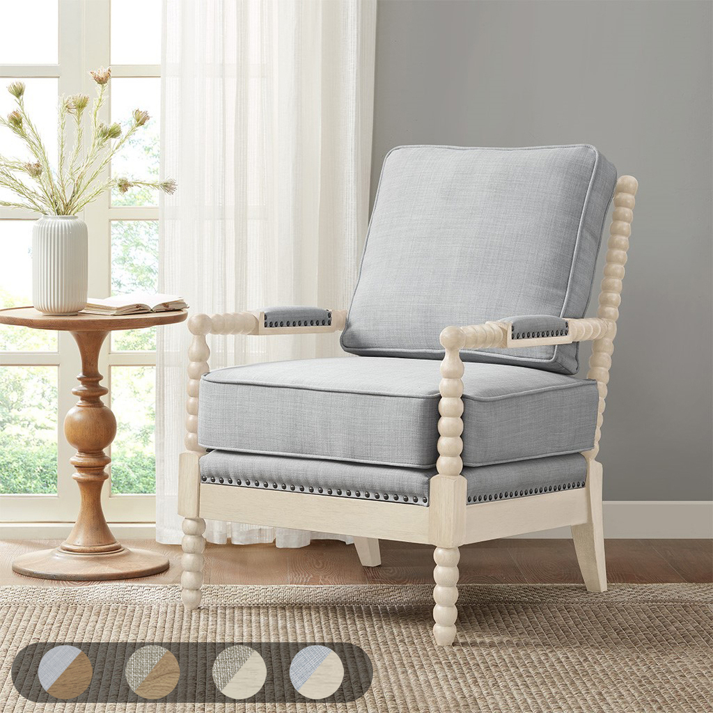Donohue Accent Arm Chair In Light Blue and Antique Cream by Olliix ...