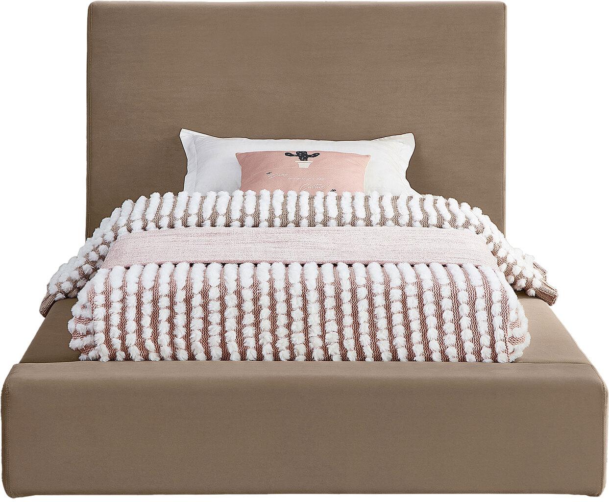 Dorian Fabric Upholstered Twin Panel Bed Taupe