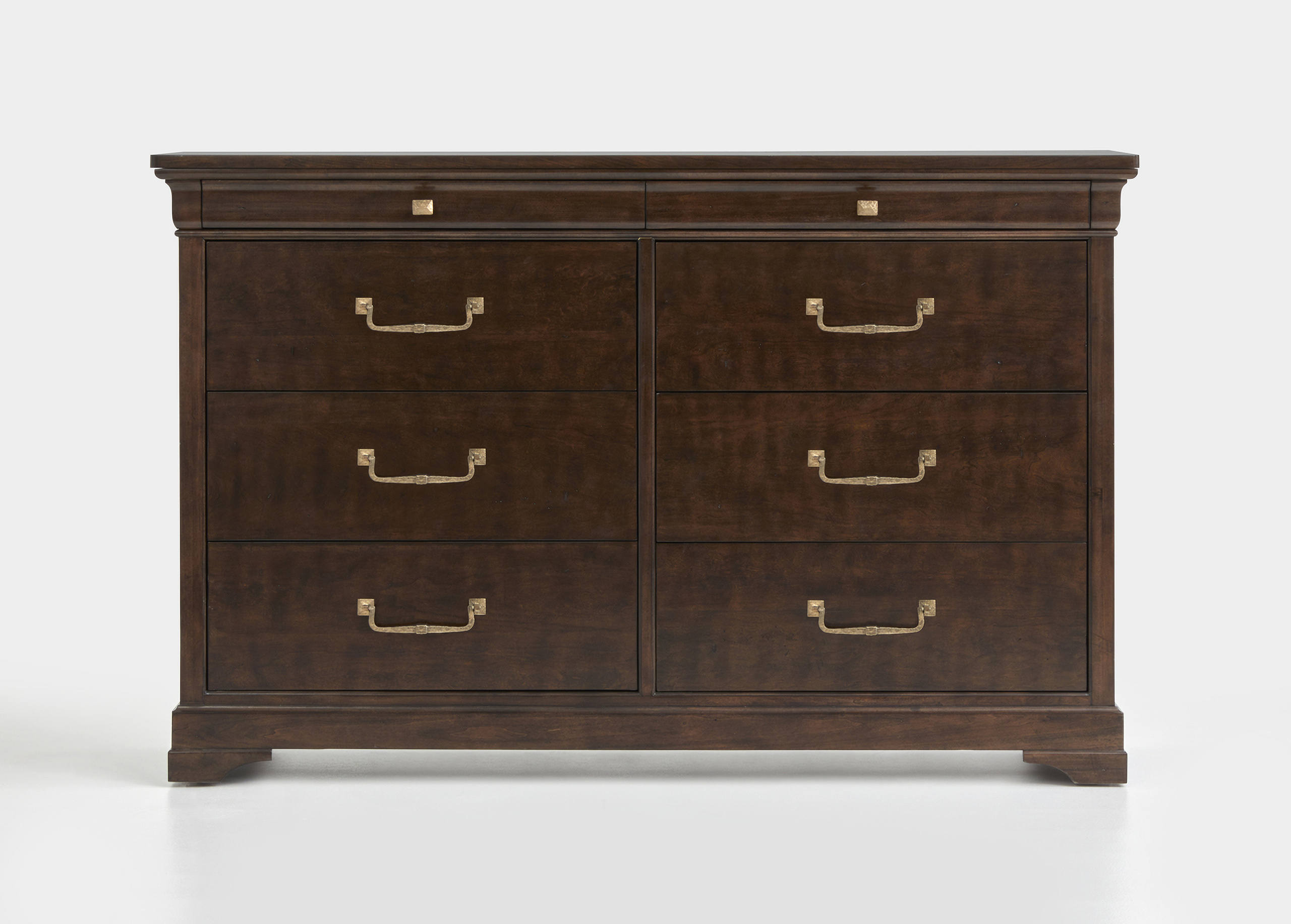 Double Drawer Dresser In Dark Brown and Classic Cord Limestone and
