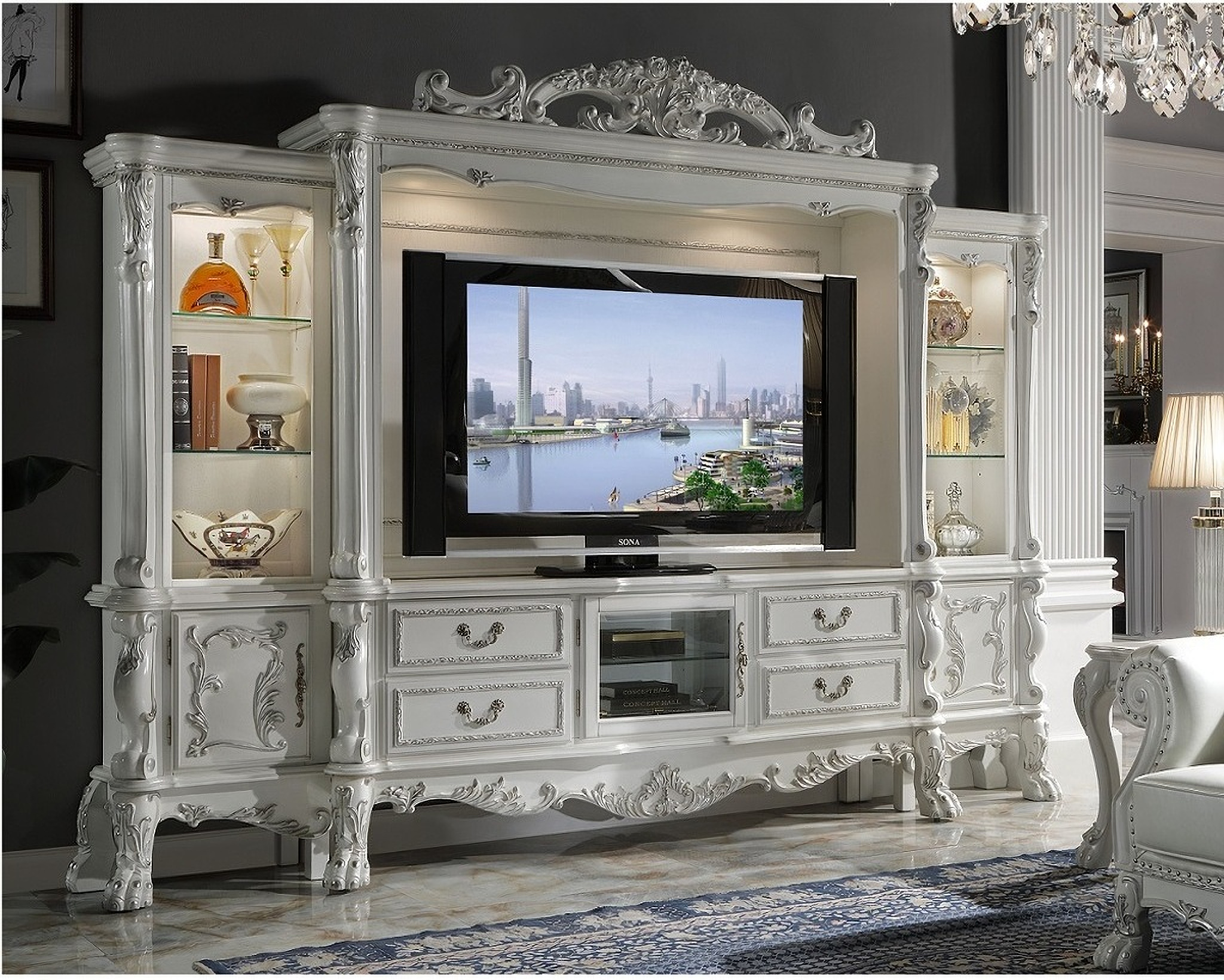 Dresden Entertainment Center In Bone White by ACME | 1StopBedrooms