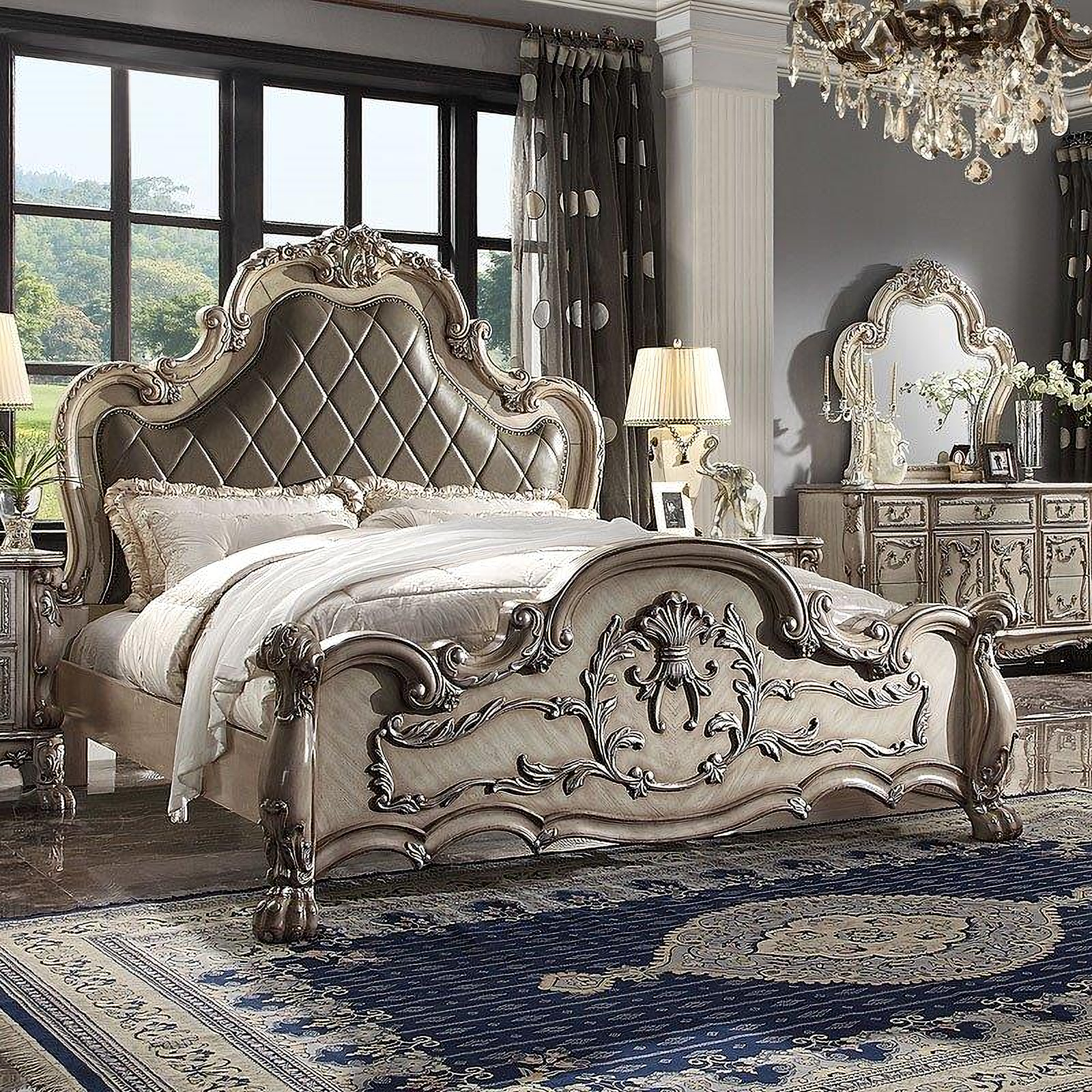 新発売 Dresden Panel ACME by (Queen) White) Bone (Vintage Bed 鏡