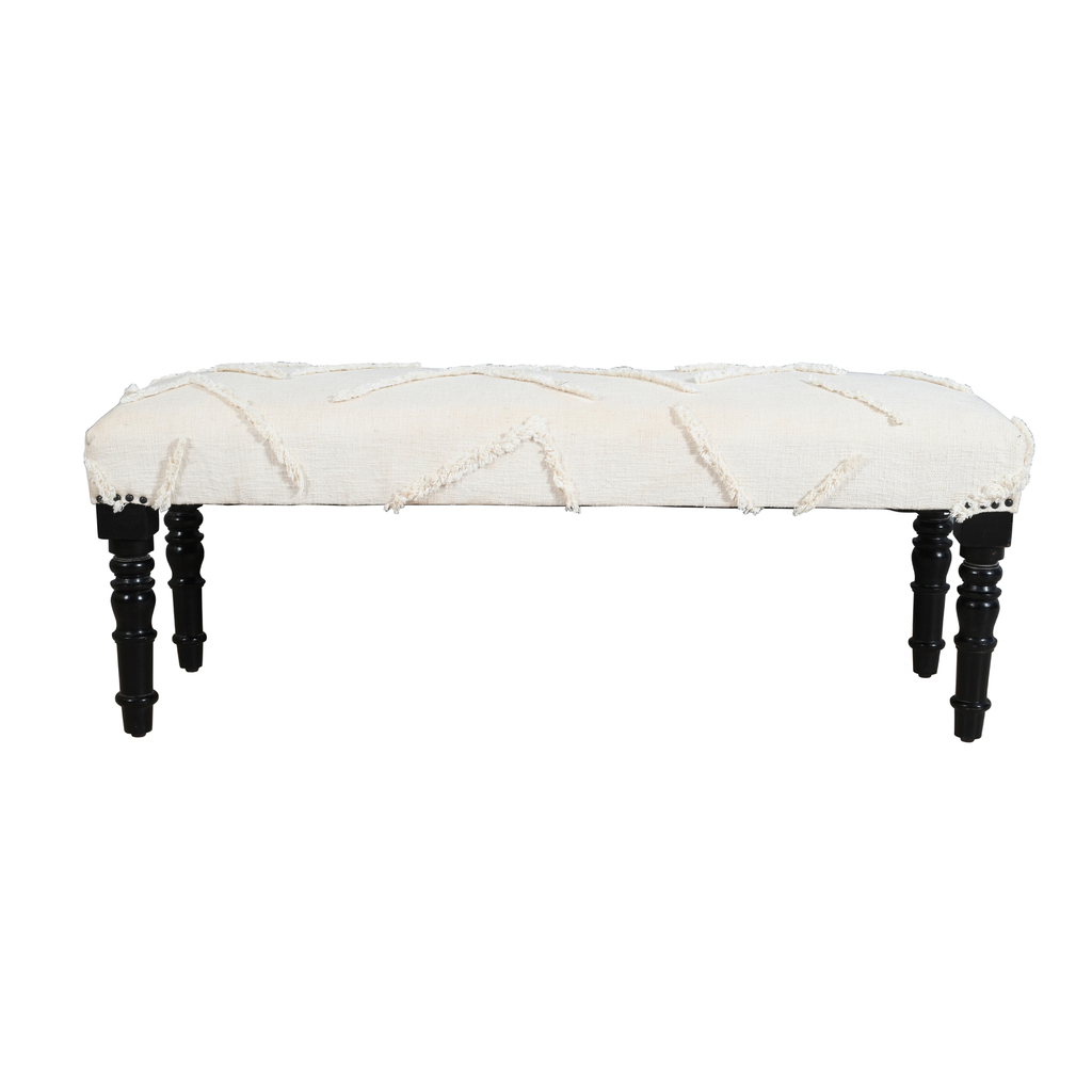Drizo Acacia Wood Hand Made Indoor Rectangle Bench In Off White by ...