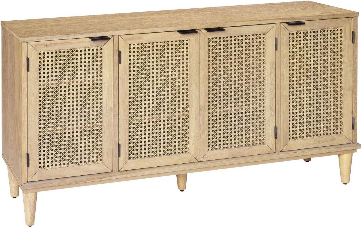 DSD314100 Light Brown 4 Door Cane Console Table 1StopBedrooms