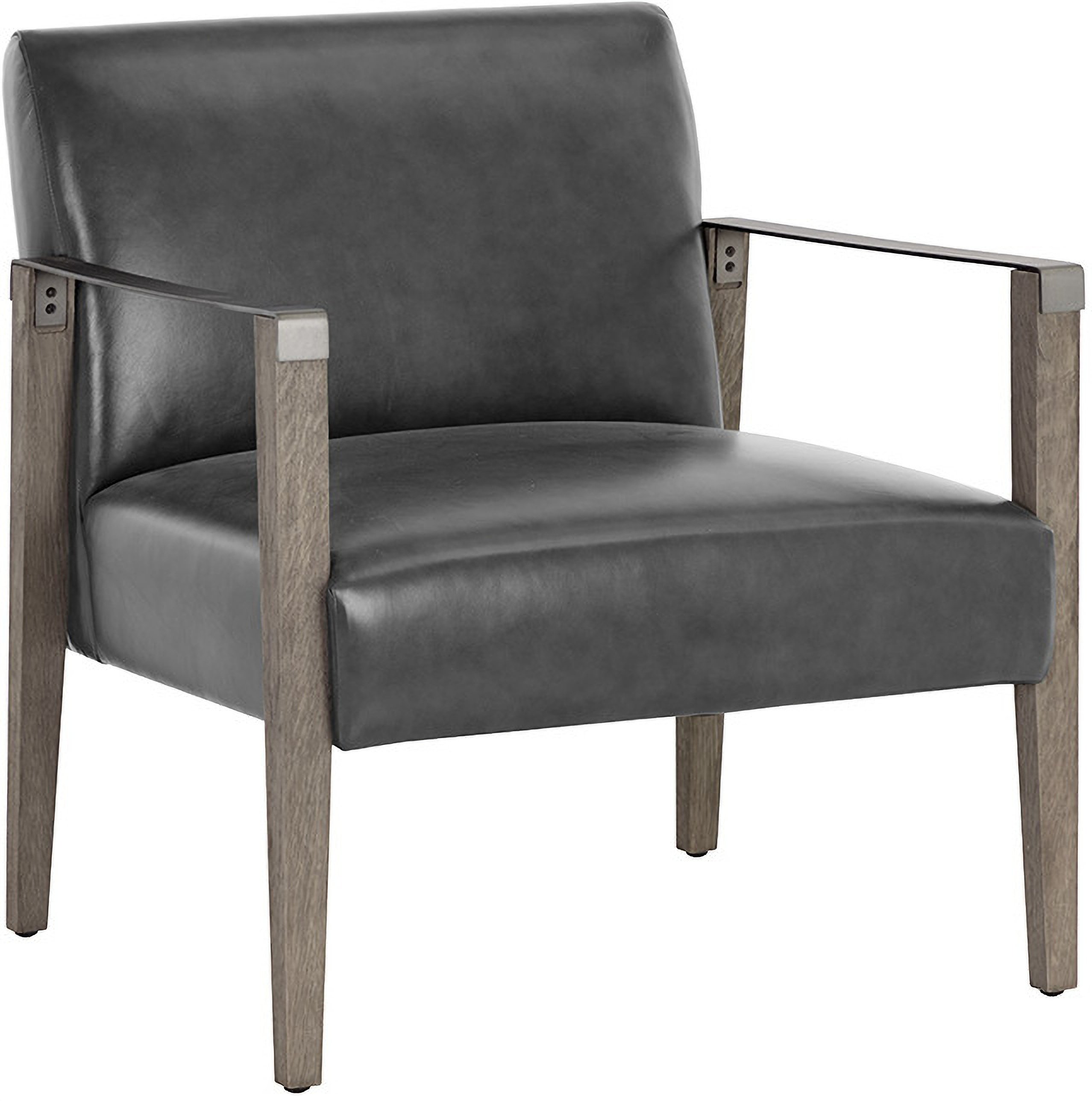 Earl Lounge Chair In Ash Grey And Brentwood Charcoal Leather by Sunpan ...