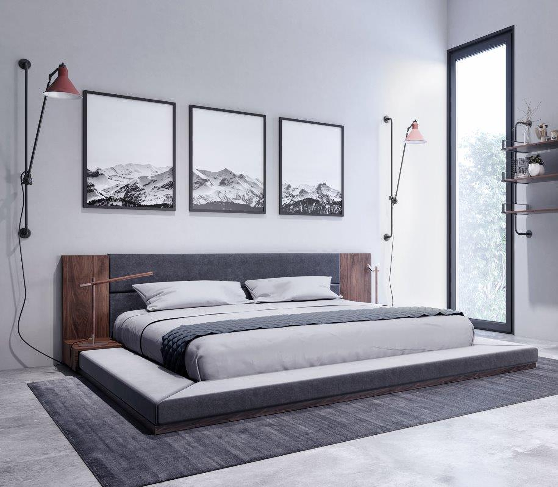 Eastern King Nova Domus Jagger Modern Dark Grey And Walnut Bed by