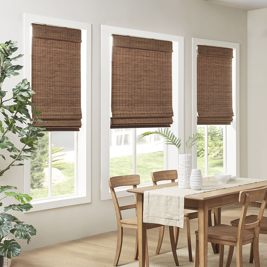 Eastfield Bamboo Light Filtering 27 Inch Roman Shade In Teak by Olliix