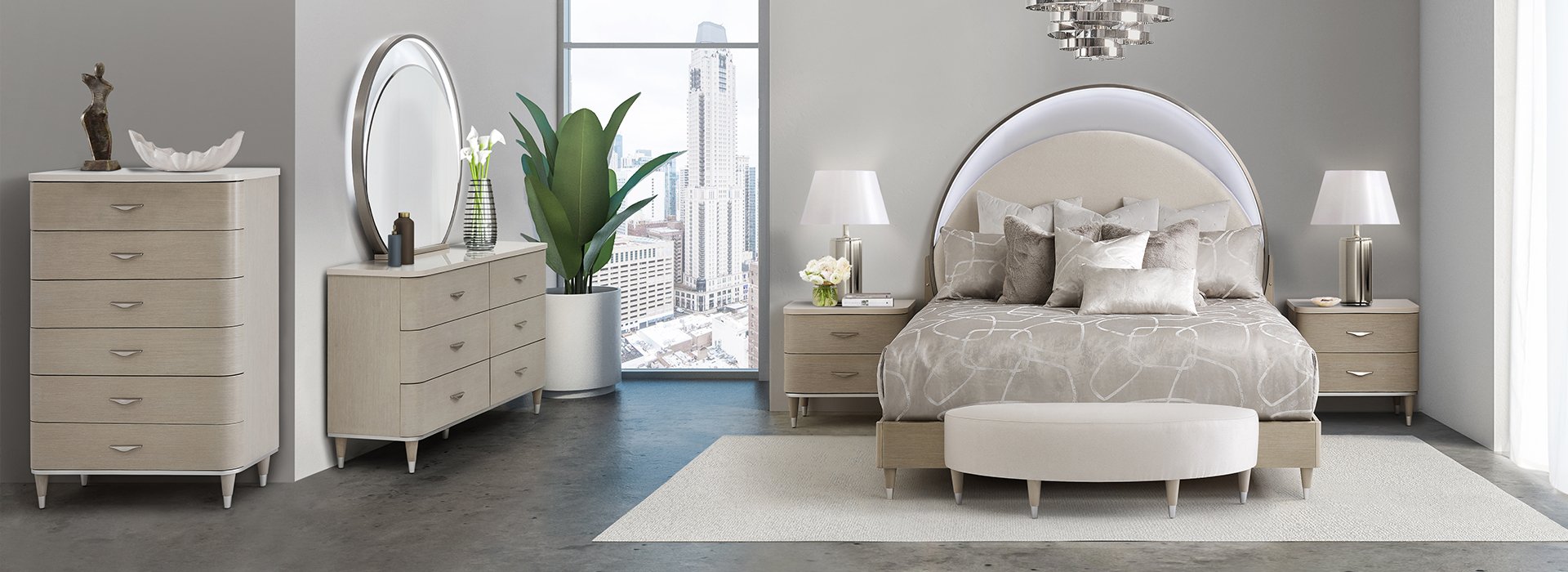 Eclipse Moonlight Bedroom Set by Michael Amini | 1StopBedrooms