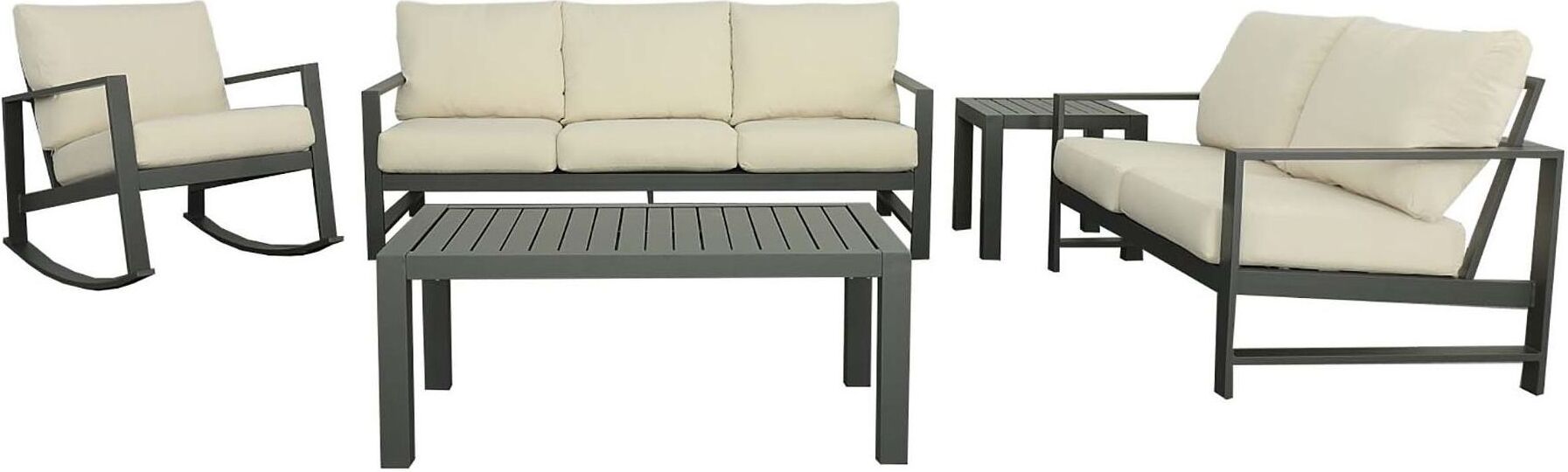 Edgewater Charcoal And Oyster Outdoor Living Room Set by Progressive