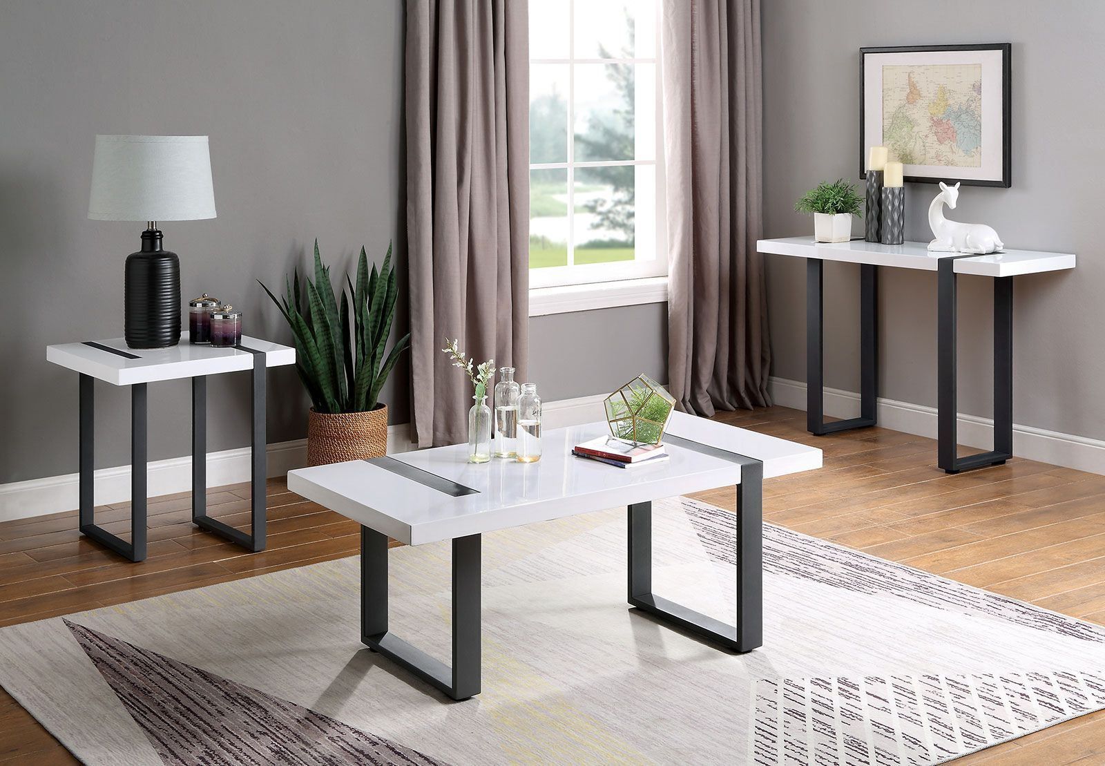 Eimear White And Black Occasional Table Set by Furniture of America