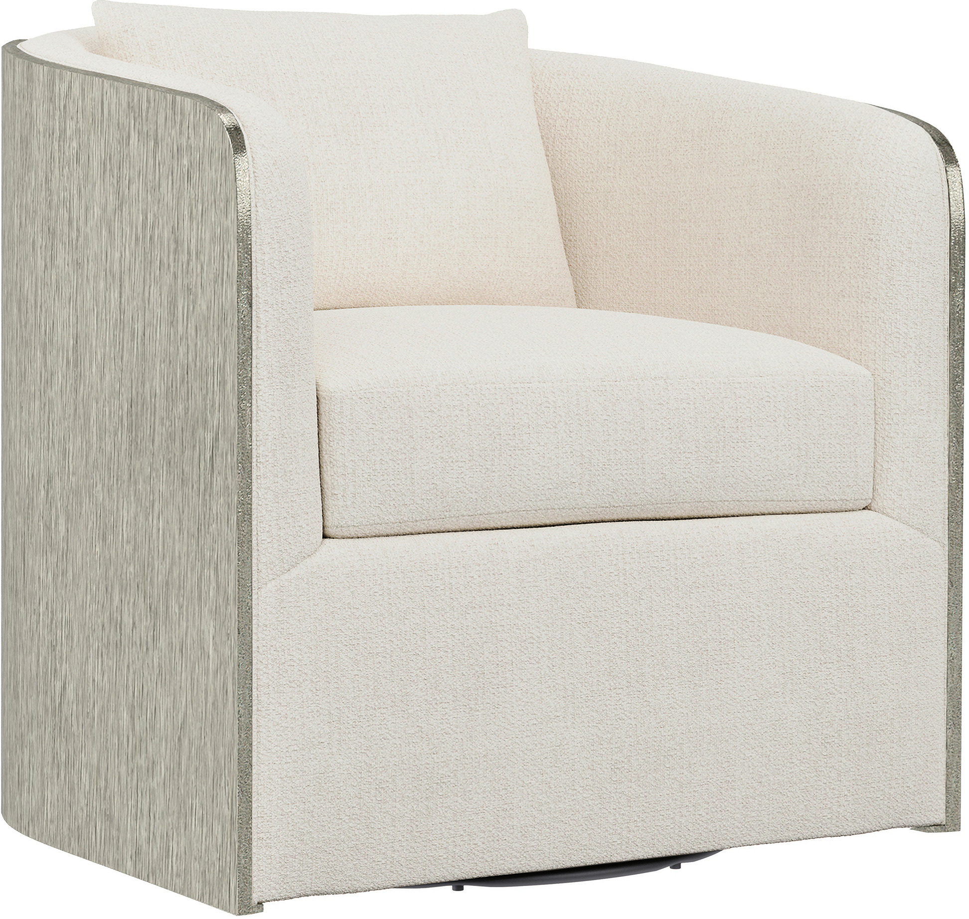 Eliot Chenille Fabric Swivel Chair In White by Bernhardt | 1StopBedrooms