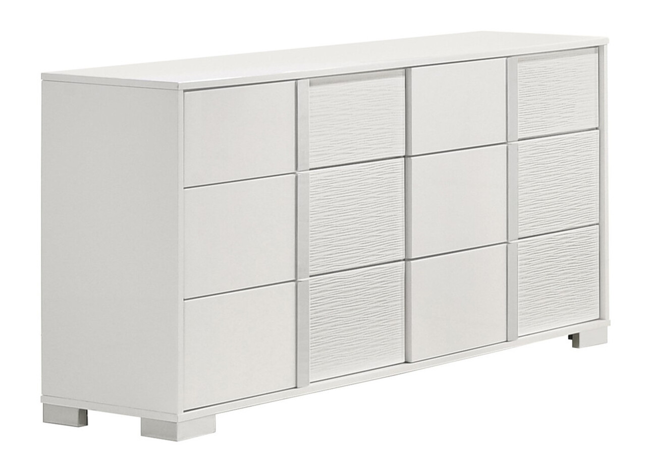 white dresser with metal legs GarveeHome White Fluted 6-Drawer Dresser, Wide Wood Double Dresser with Metal Legs & Handles, Modern Chest of Drawers with Anti-Tipping Design for Bedroom, Living Room, Hallway