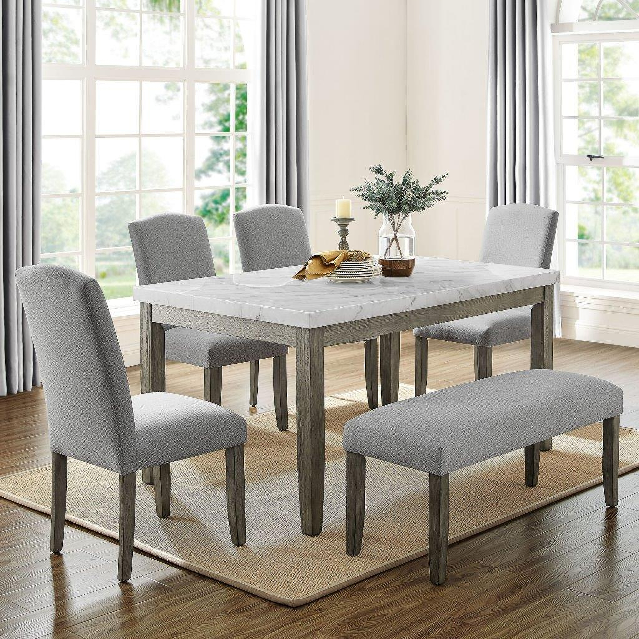 Emily White And Mossy Grey Dining Room Set by Steve Silver | 1StopBedrooms