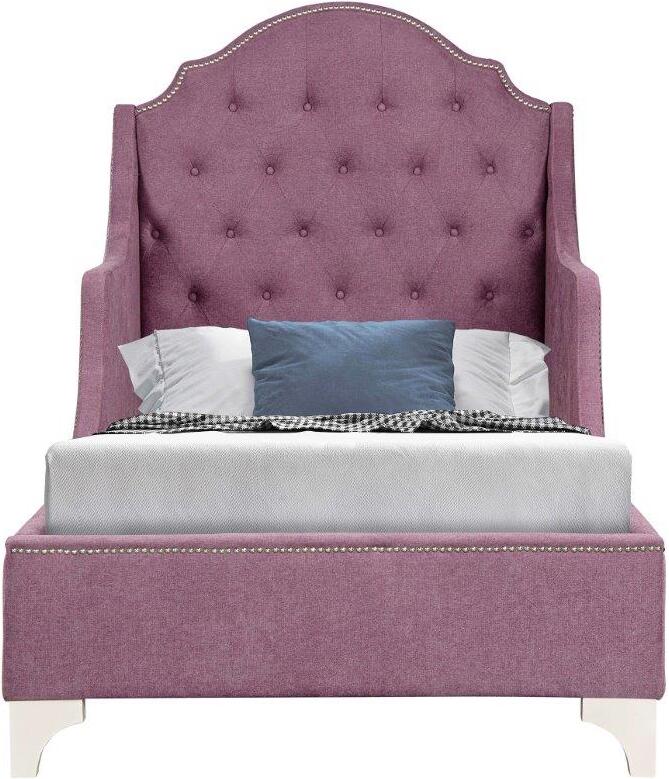 Luxus Purple Velvet Twin Bed, Diva Upholstered Twin Bed Purple
