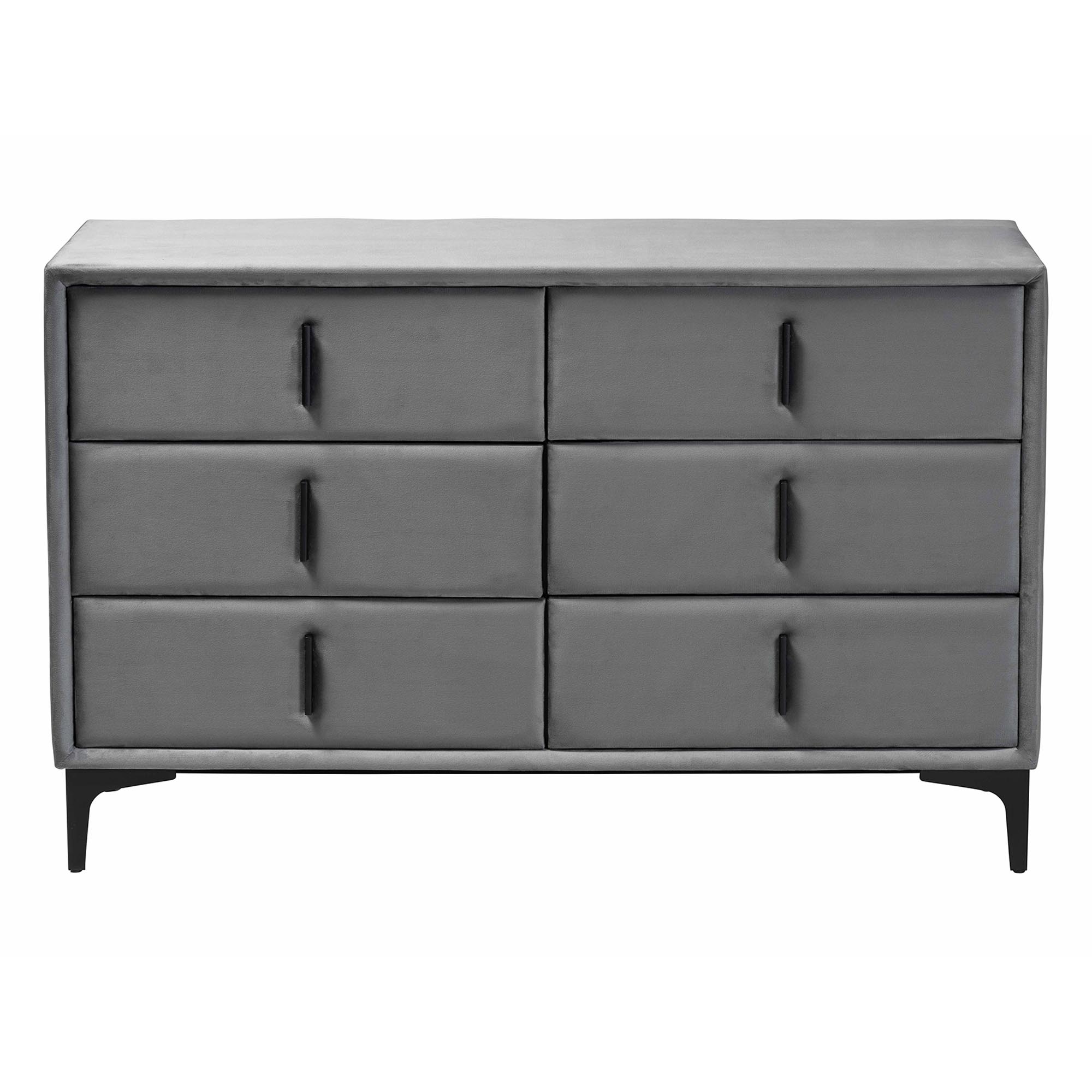 Baxton Studio Etienne Modern Slate Grey Velvet 6-Drawer Dresser