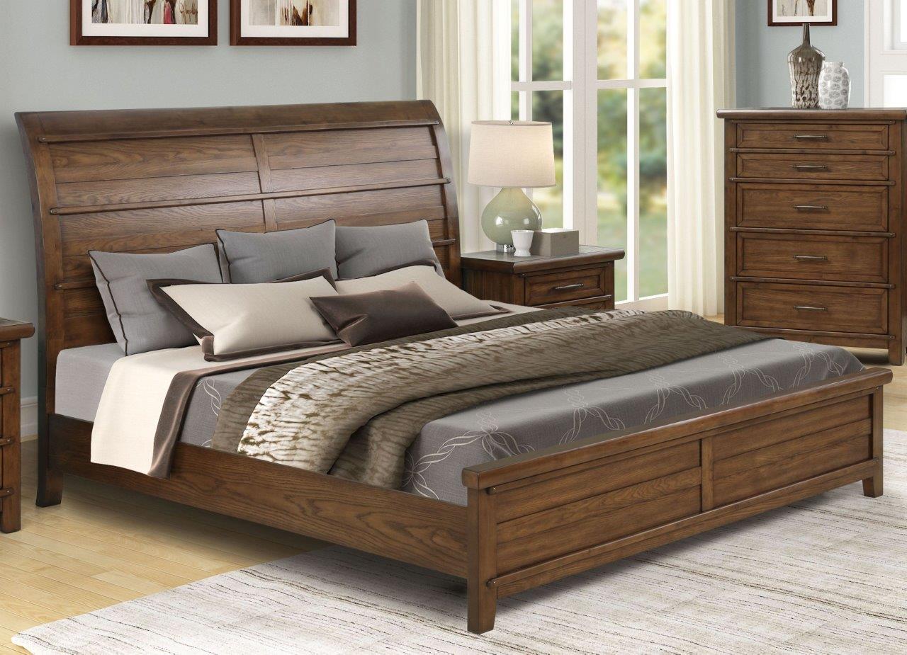 Versailles Sleigh Bed in Chestnut Colour - Island Furniture Co