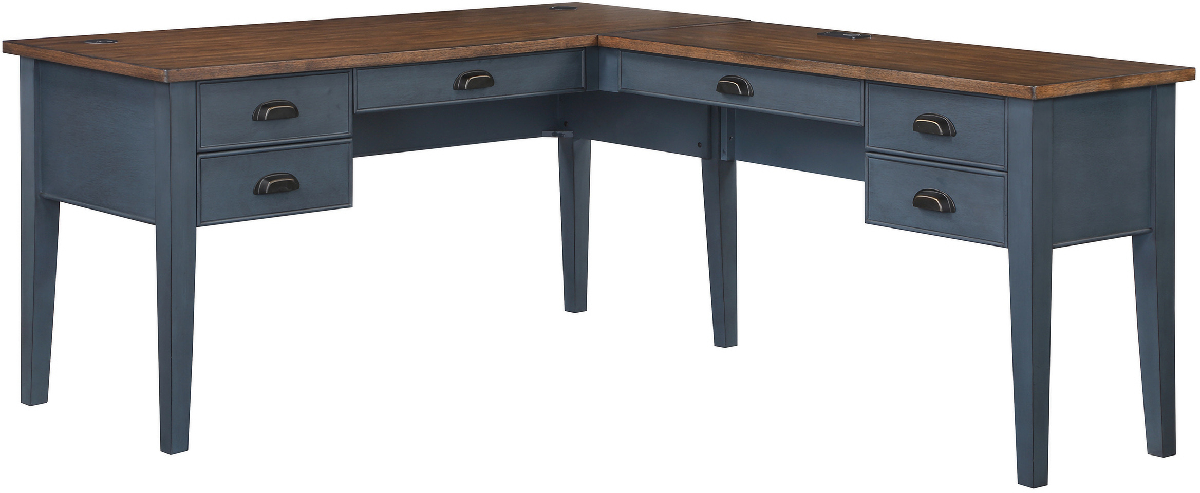 Fairmont Farmhouse Wood Return Half-Pedestal Writing Desk In Blue
