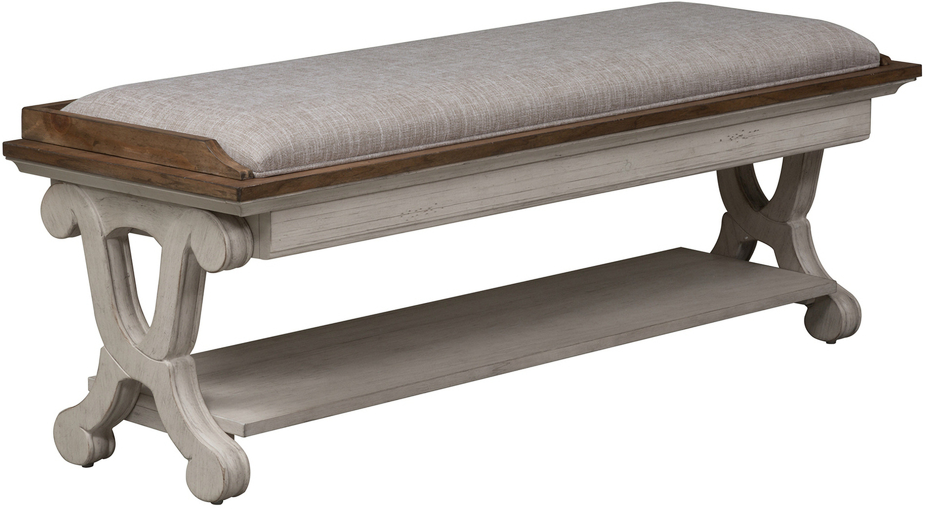 Farmhouse reimagined antique white bed bench discount