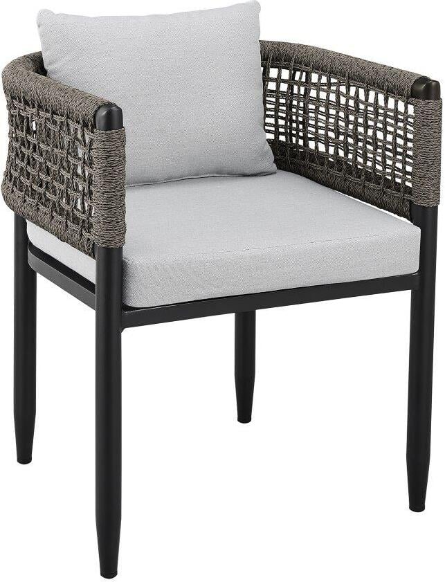 Felicia Outdoor Patio Dining Chair In Aluminum With Grey Rope And Cushions  - Set Of 2 by Armen Living | 1StopBedrooms