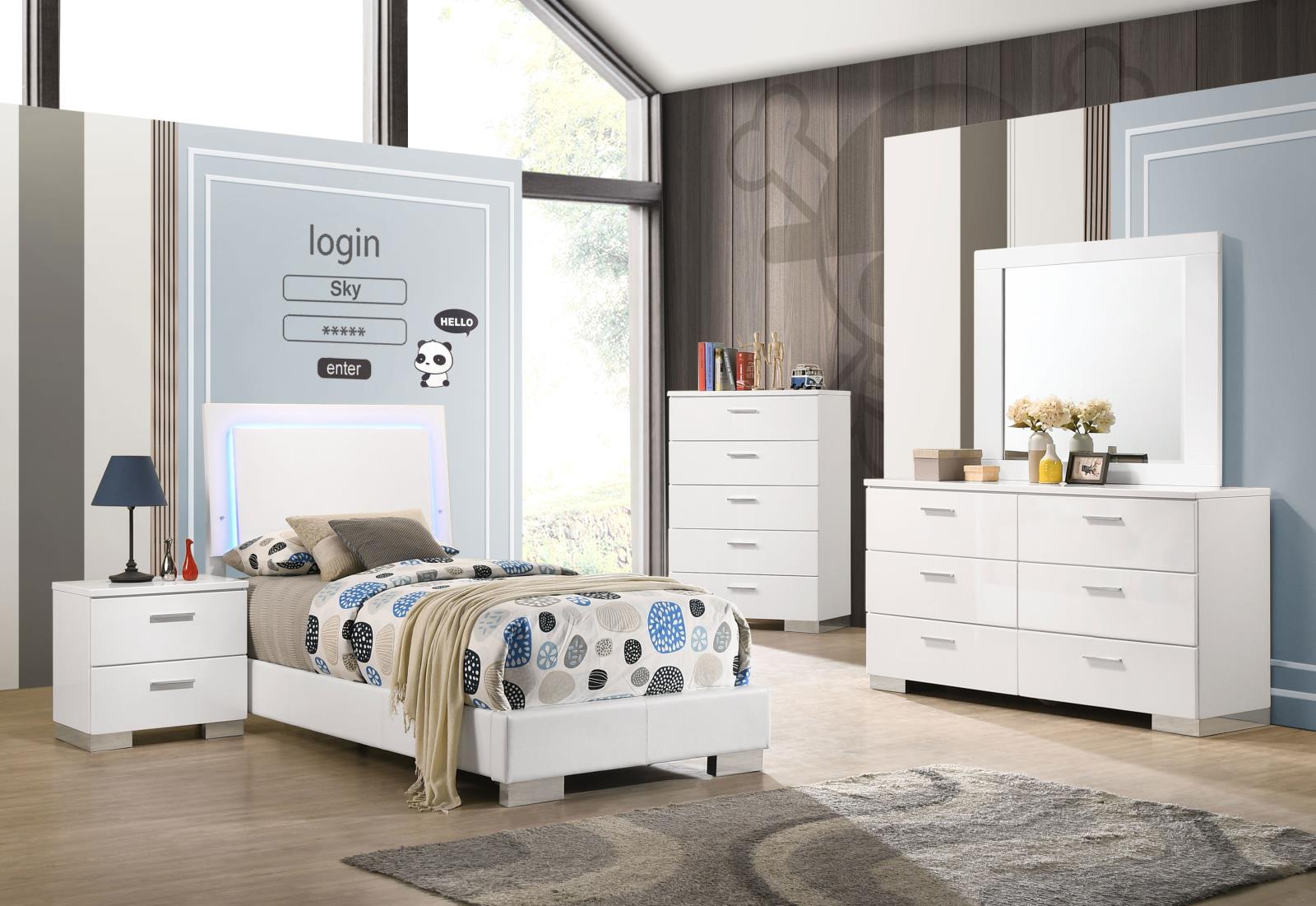Felicity Youth Bedroom Set In Glossy White by Coaster | 1StopBedrooms