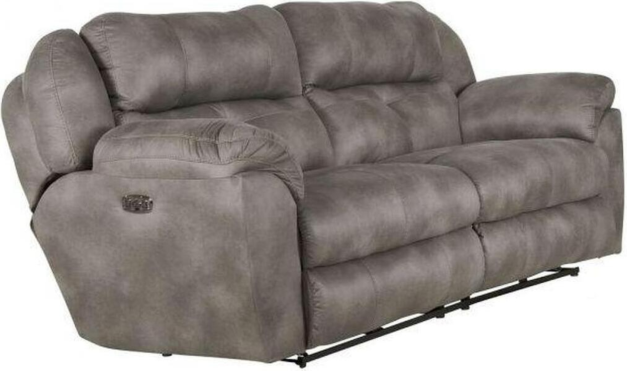 Claude Dual Power Headrest and Lumbar Support Reclining Sofa in Light Grey  Genuine Leather