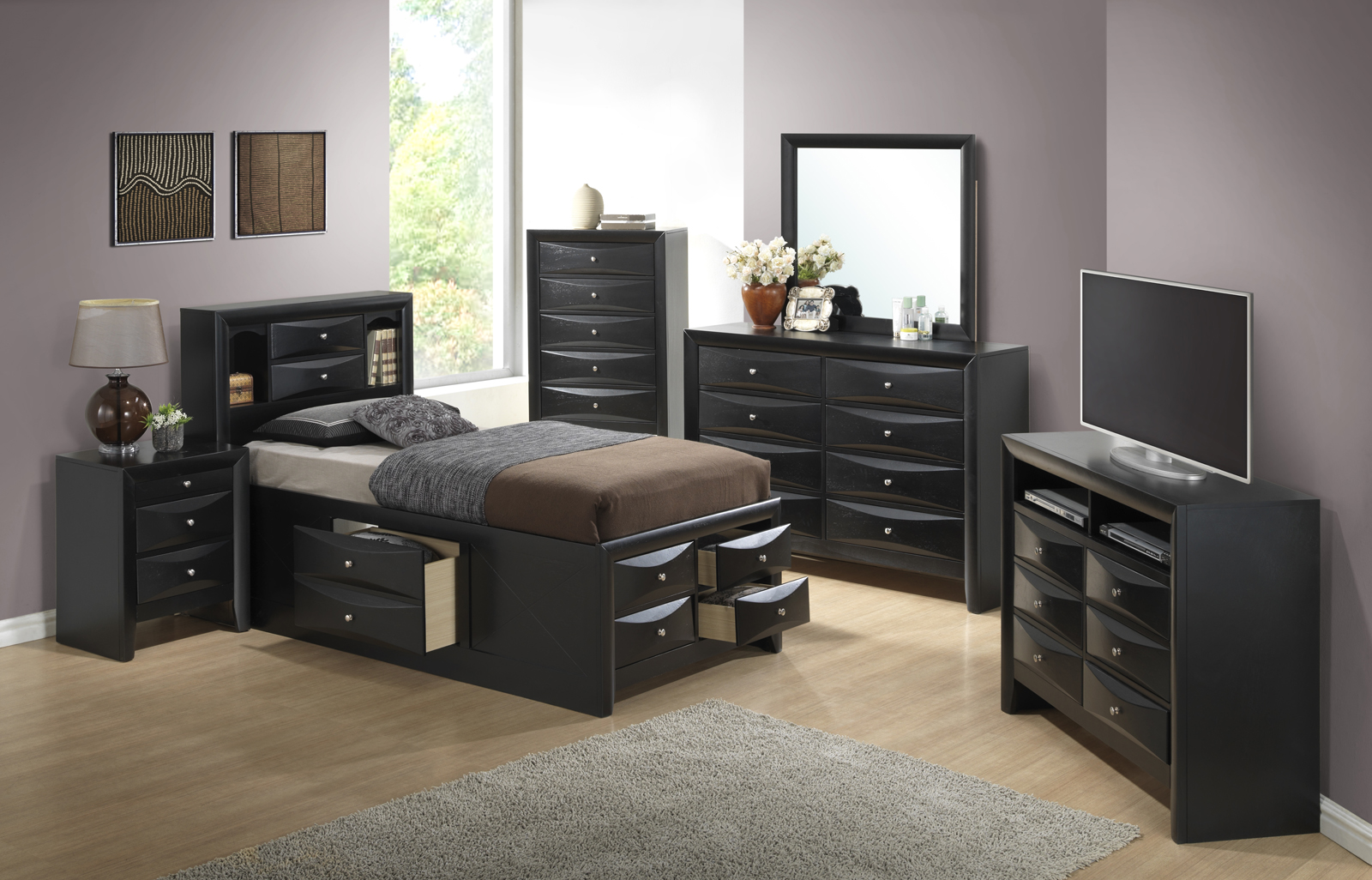 Glory Furniture G1500 Storage Bedroom Set in Black | 1StopBedrooms