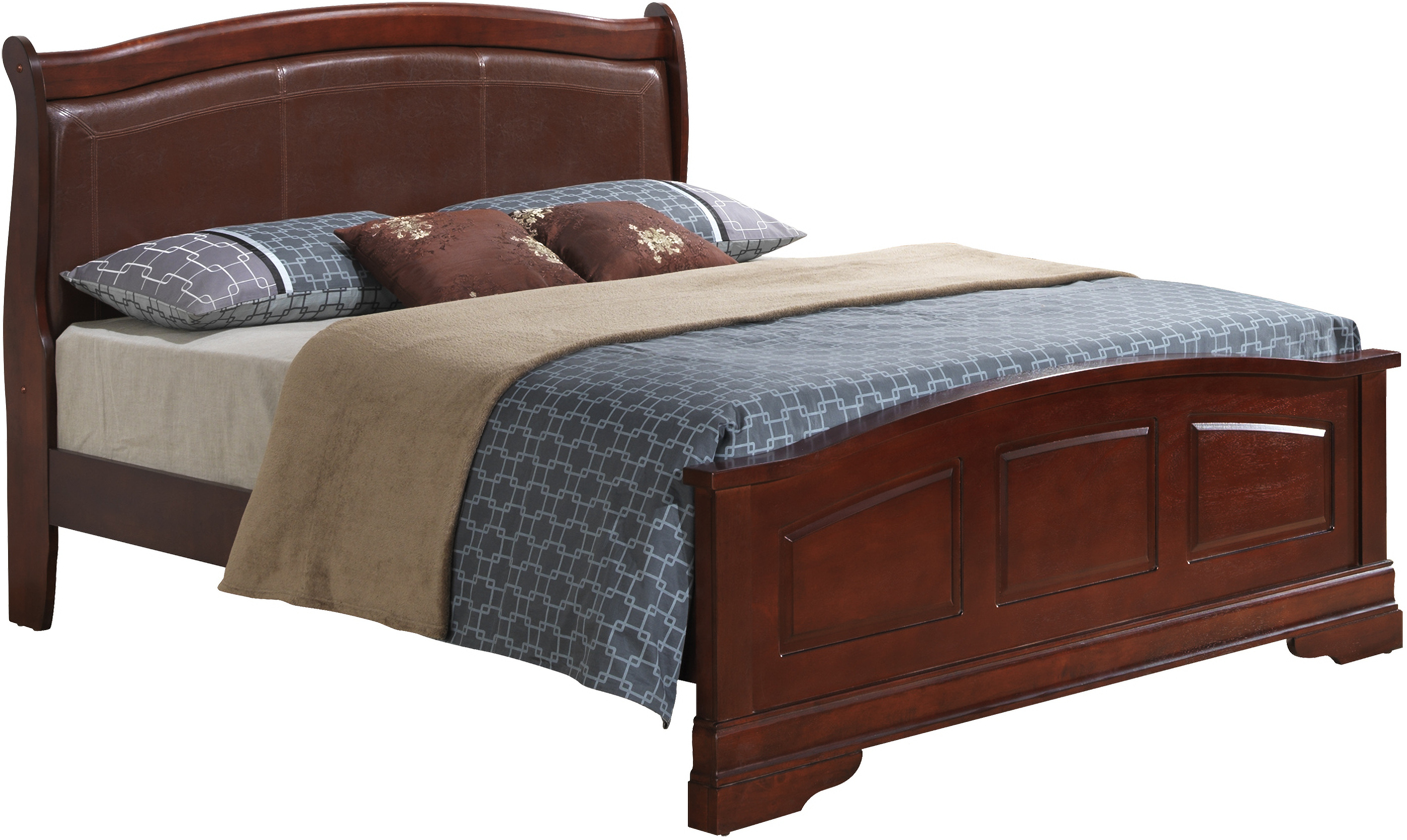 Glory Furniture G3100 5-Piece Sleigh Bedroom Set in Cherry