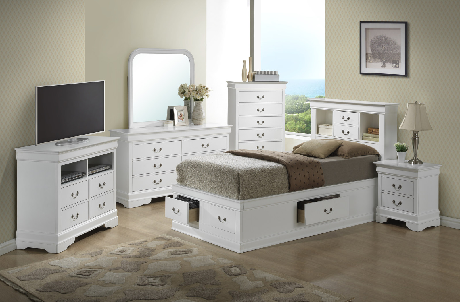 white 3 piece bedroom set