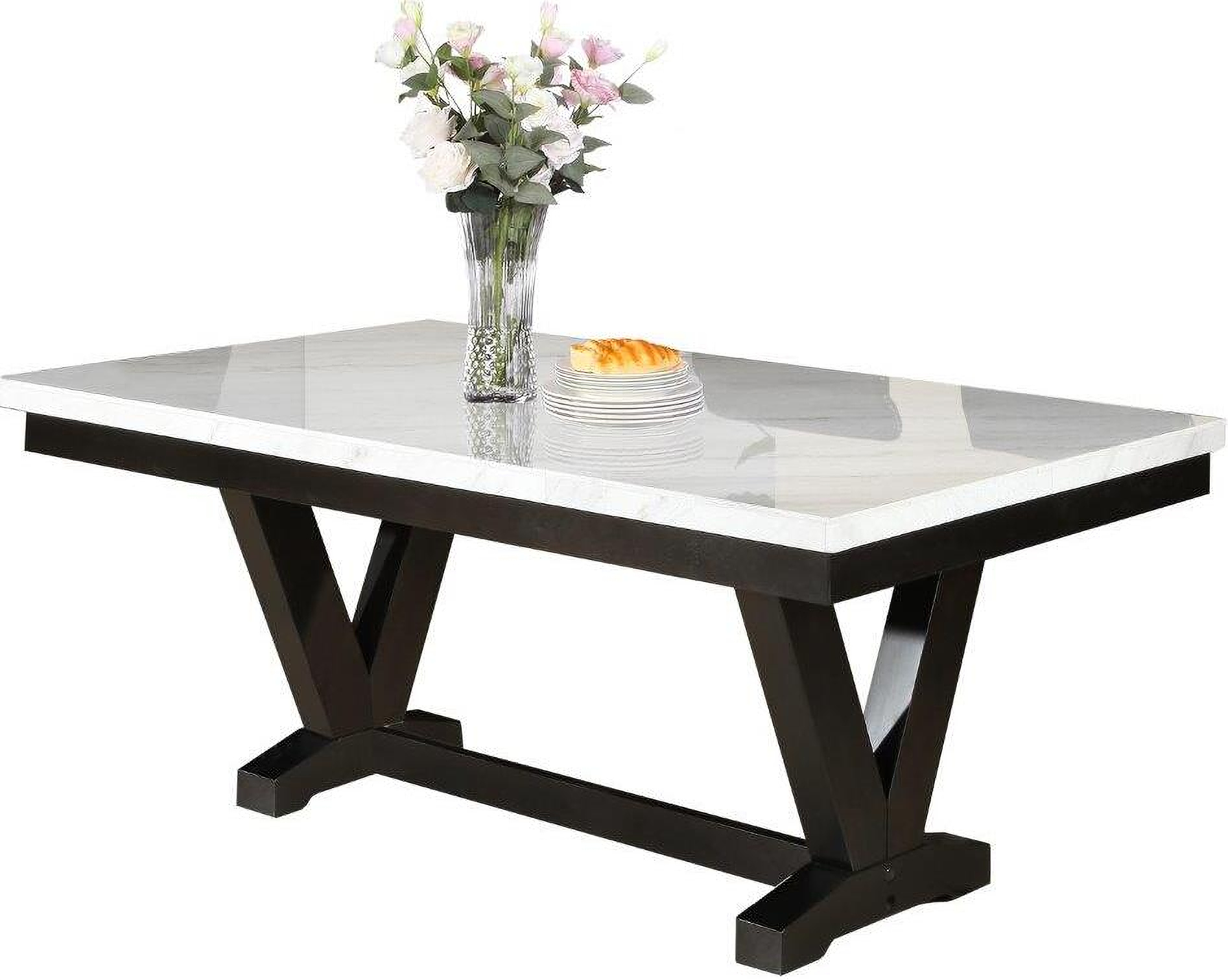 Finley White Marble Top Dining Table by Steve Silver 1StopBedrooms