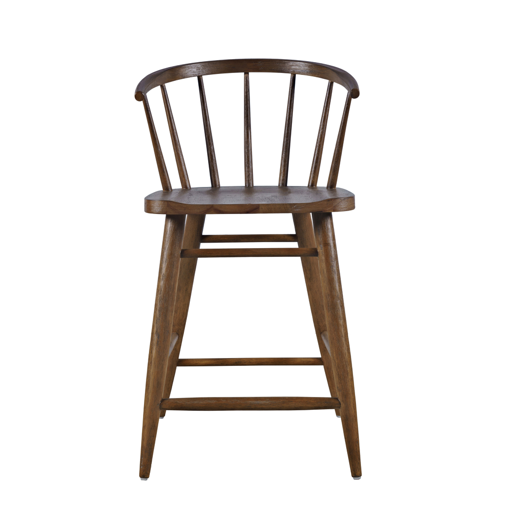 Fitz Solid Wood Curved Back Spindle Counter Stool In Chestnut by Jofran ...