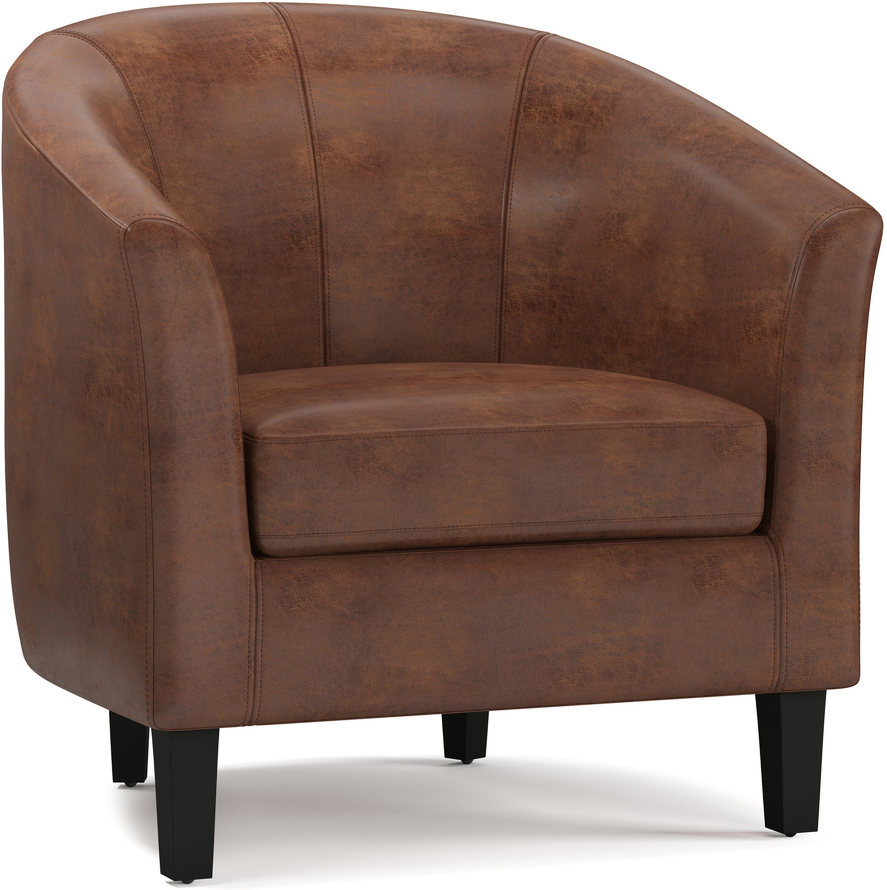 Flair Upholstered Faux Leather Tub Chair In Dark Brown and Distressed ...