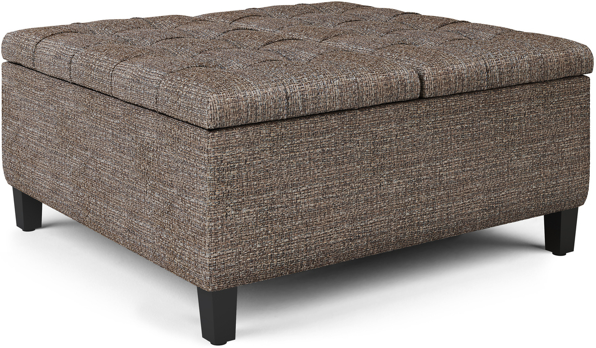 Flame Upholstered Lift Top Square Ottoman with Stitched Tufting In ...