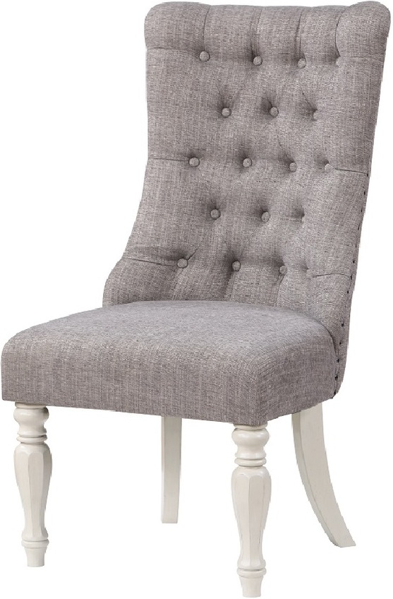 Baxton Studio Hudson Chic Rustic French Country Cottage Weathered Oak Beige Fabric Button-Tufted Upholstered Dining Chair