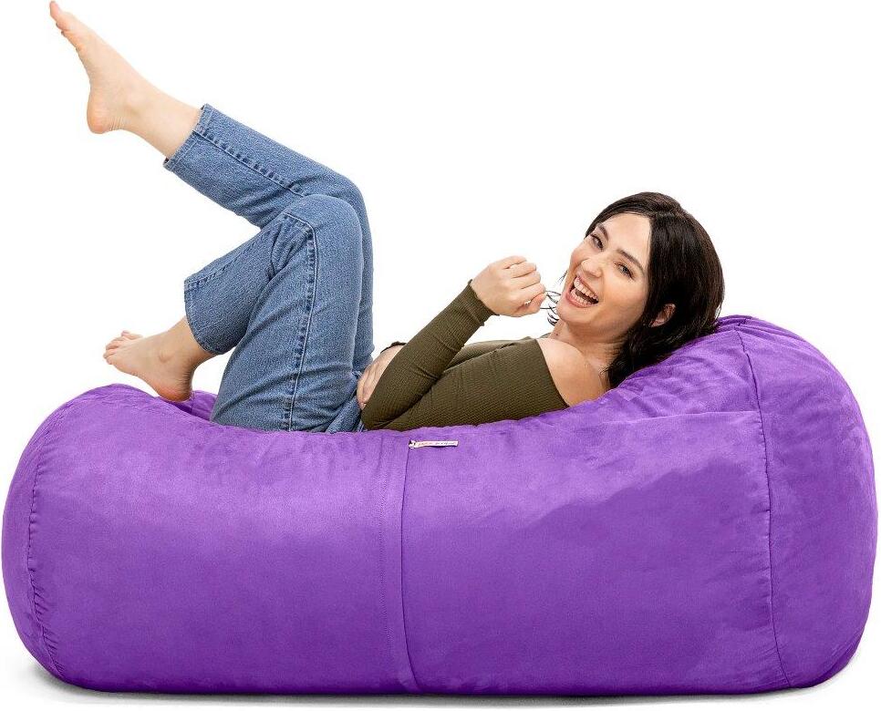 Foam Labs 5.5 ft Warwick Bean Bag Pillow Premium Chenille In Plum