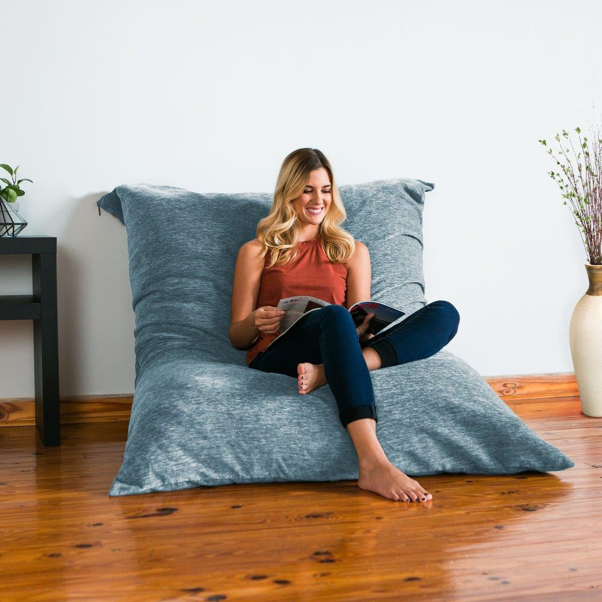 Oversized Floor Pillow With Removable, Stain-Resistant Cover