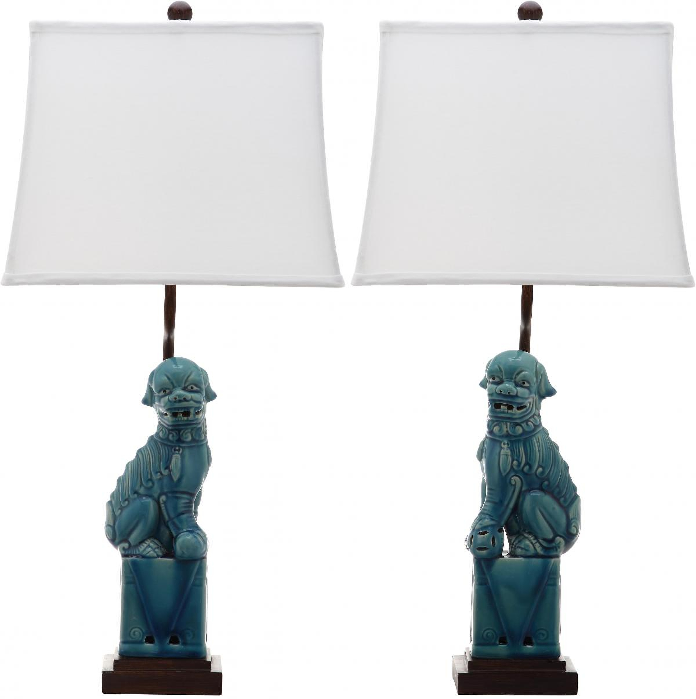 Foo Blue and OffWhite 28.5 Inch Dog Table Lamp Set of 2 by Safavieh