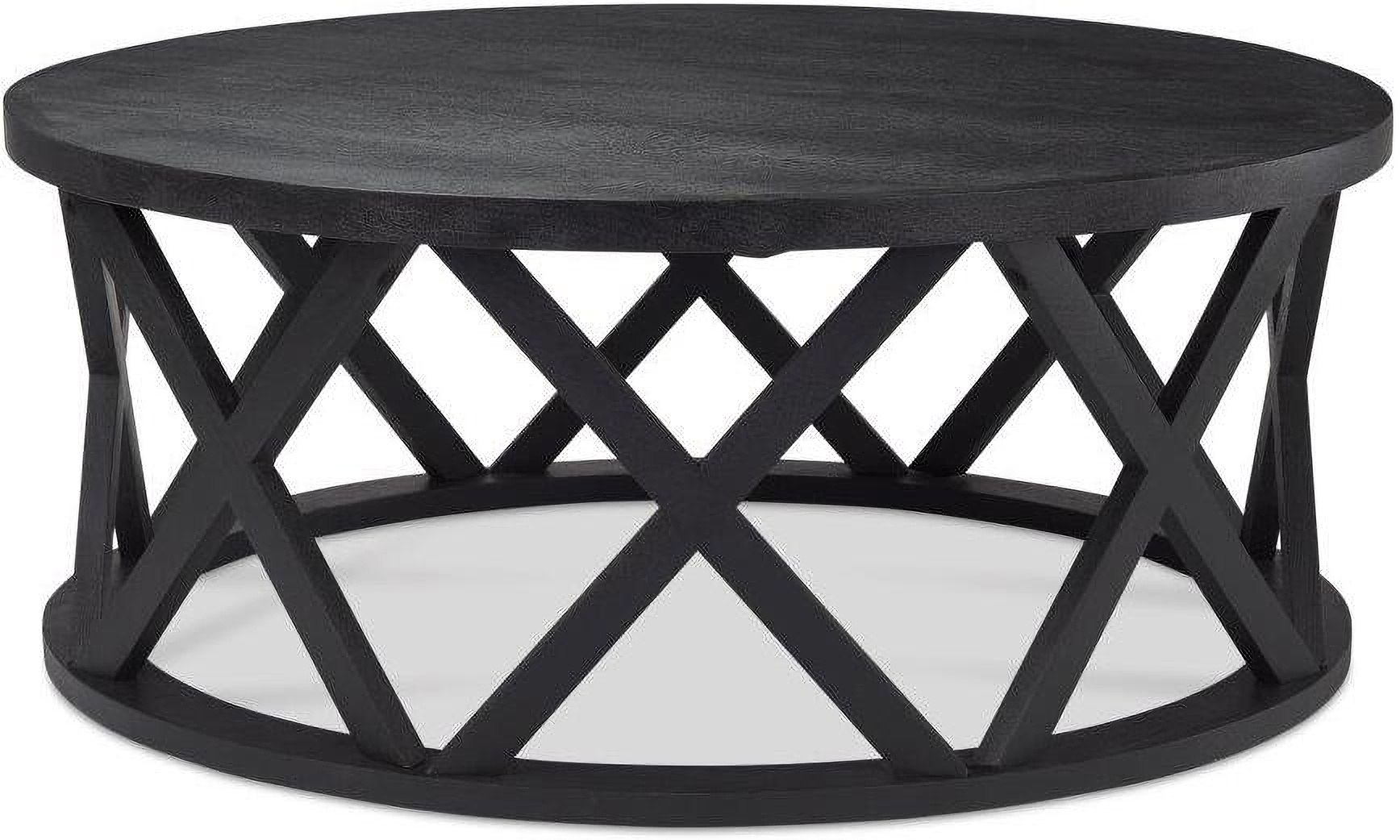 Forsey Black Solid Wood Round Coffee Table by Mercana | 1StopBedrooms