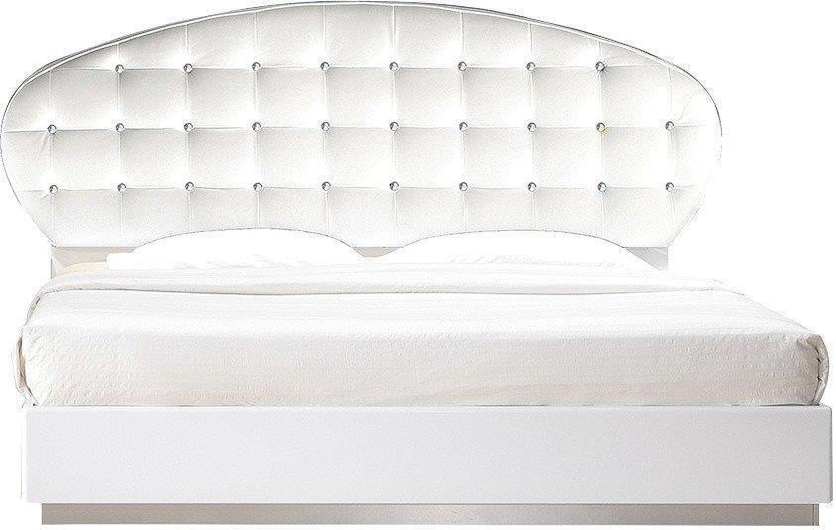 France Faux Leather California King Platform Bed In White High Gloss By ...