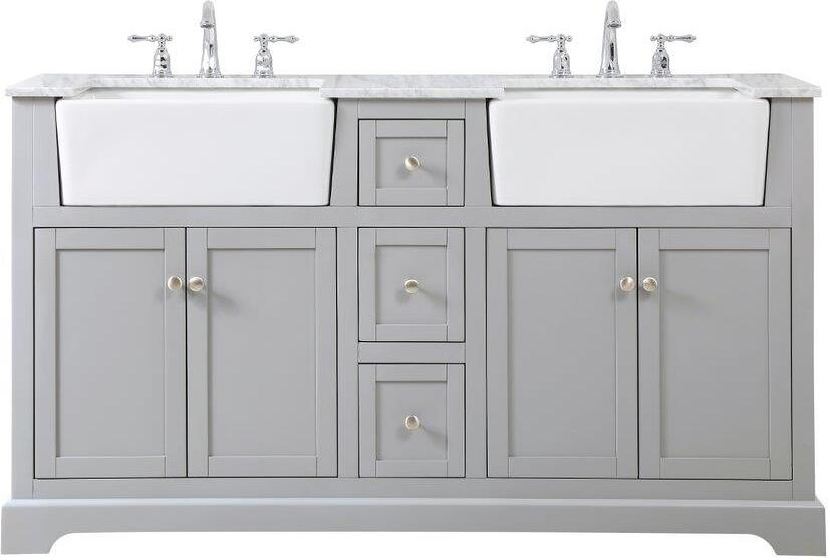 Farmhouse 60 in Double Sink Bathroom Vanity in Grey