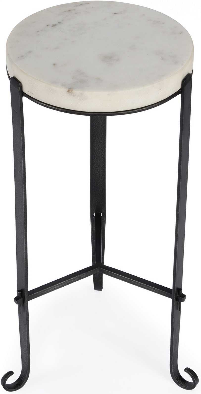 Freya marble and iron round 11 5 inch w side table in black and white