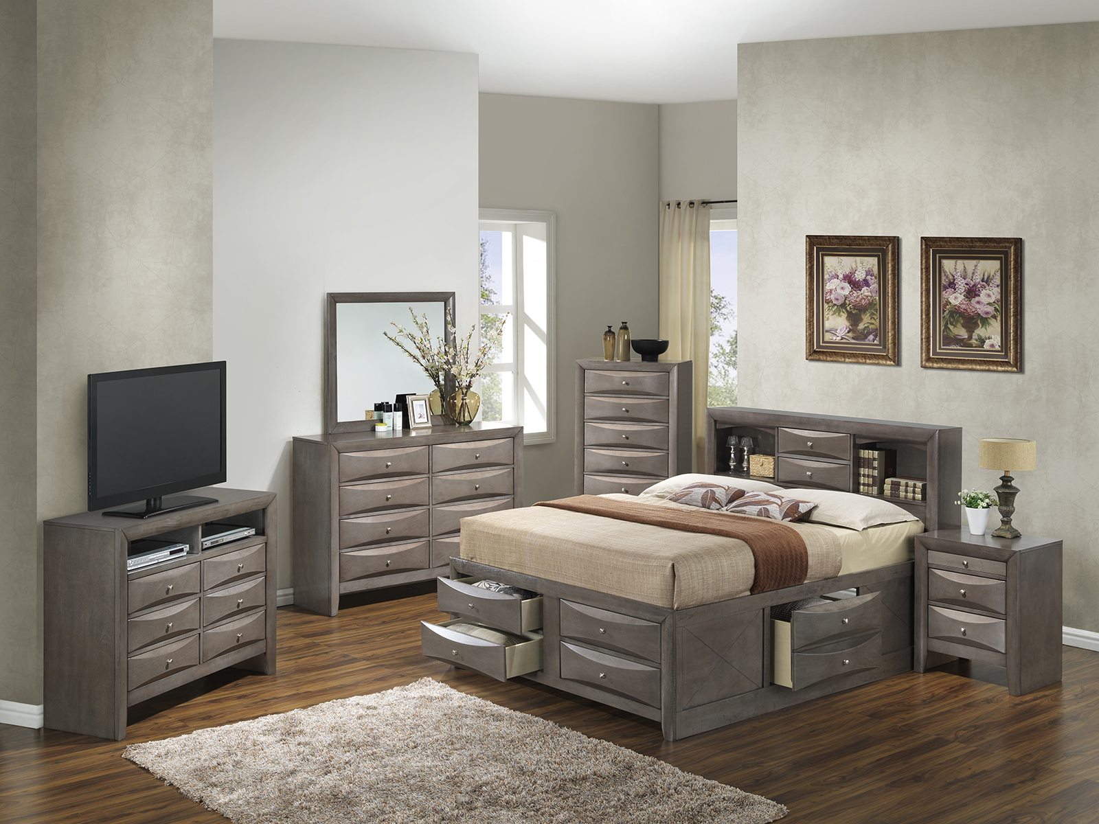 Glory Furniture G1505G Storage Bedroom Set in Gray | 1StopBedrooms