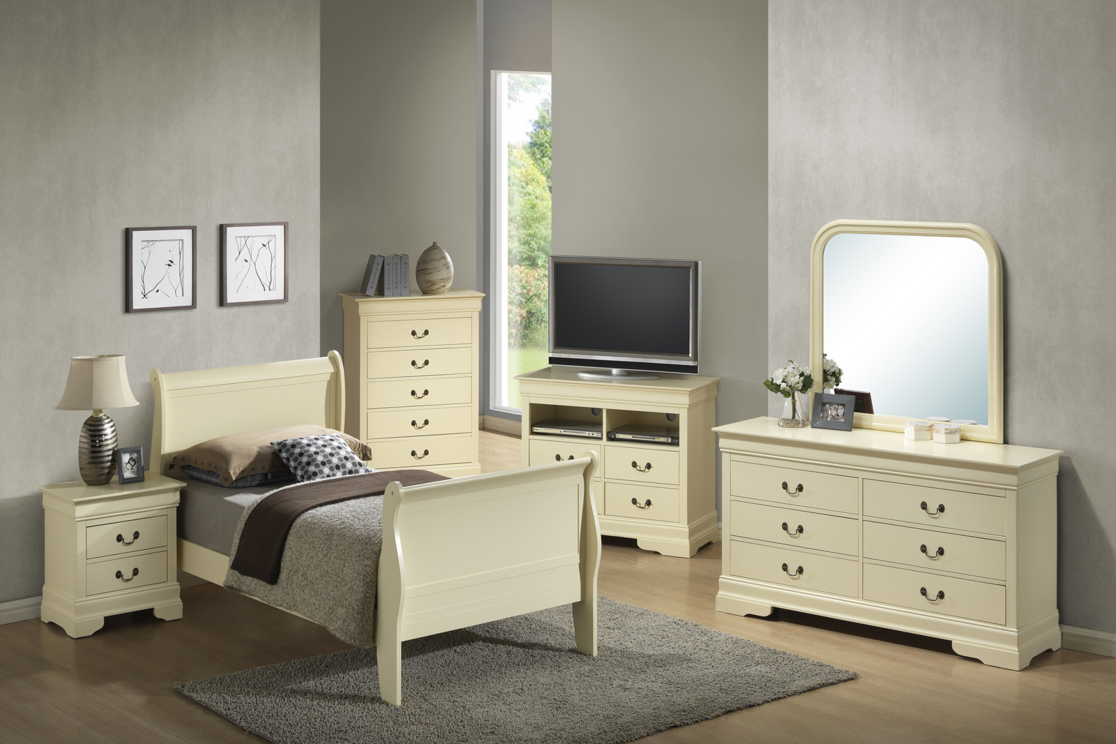 Alencon Transitional White Wood 6-Piece Panel Bedroom Set by Furniture of  America - Bed Bath \u0026 Beyond - 36557676, image size:1600x1066