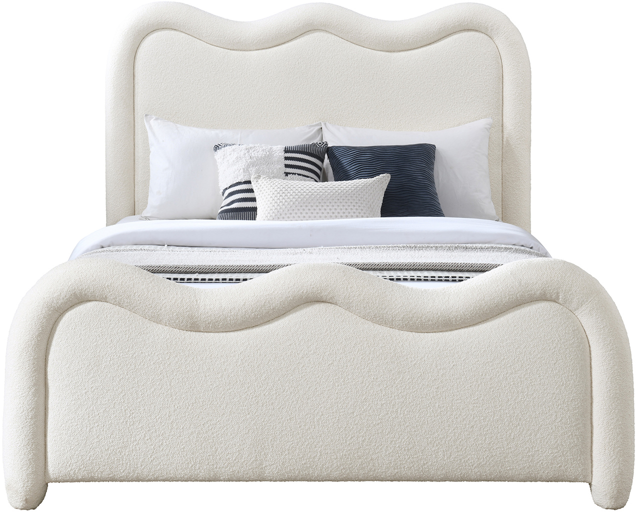 Gavin Chenille Fabric King Bed In Cream Chenille By Meridian