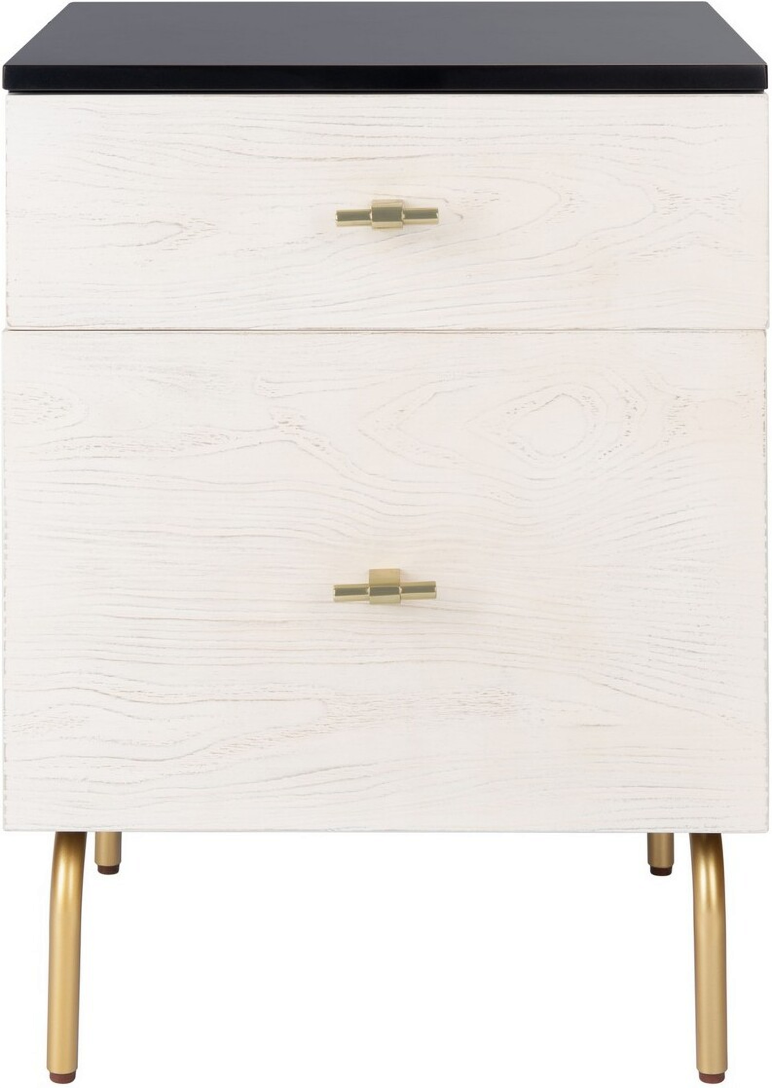 Genevieve 2 Drawer Nightstand in Black and White by Safavieh