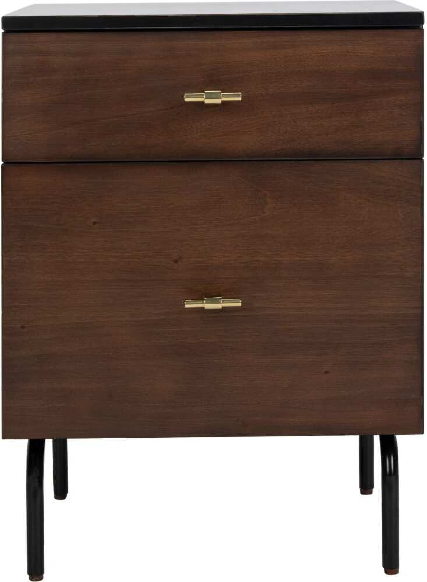 Genevieve Walnut and Black 2 Drawer Nightstand by Safavieh 1StopBedrooms
