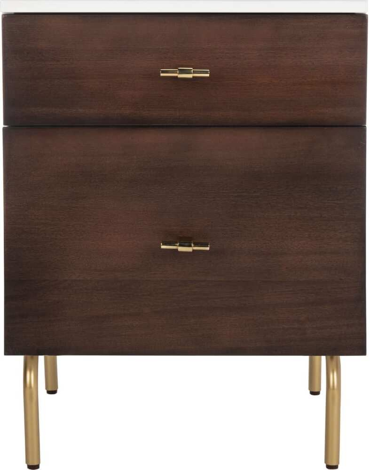 Genevieve White and Gold 2 Drawer Nightstand by Safavieh 1StopBedrooms