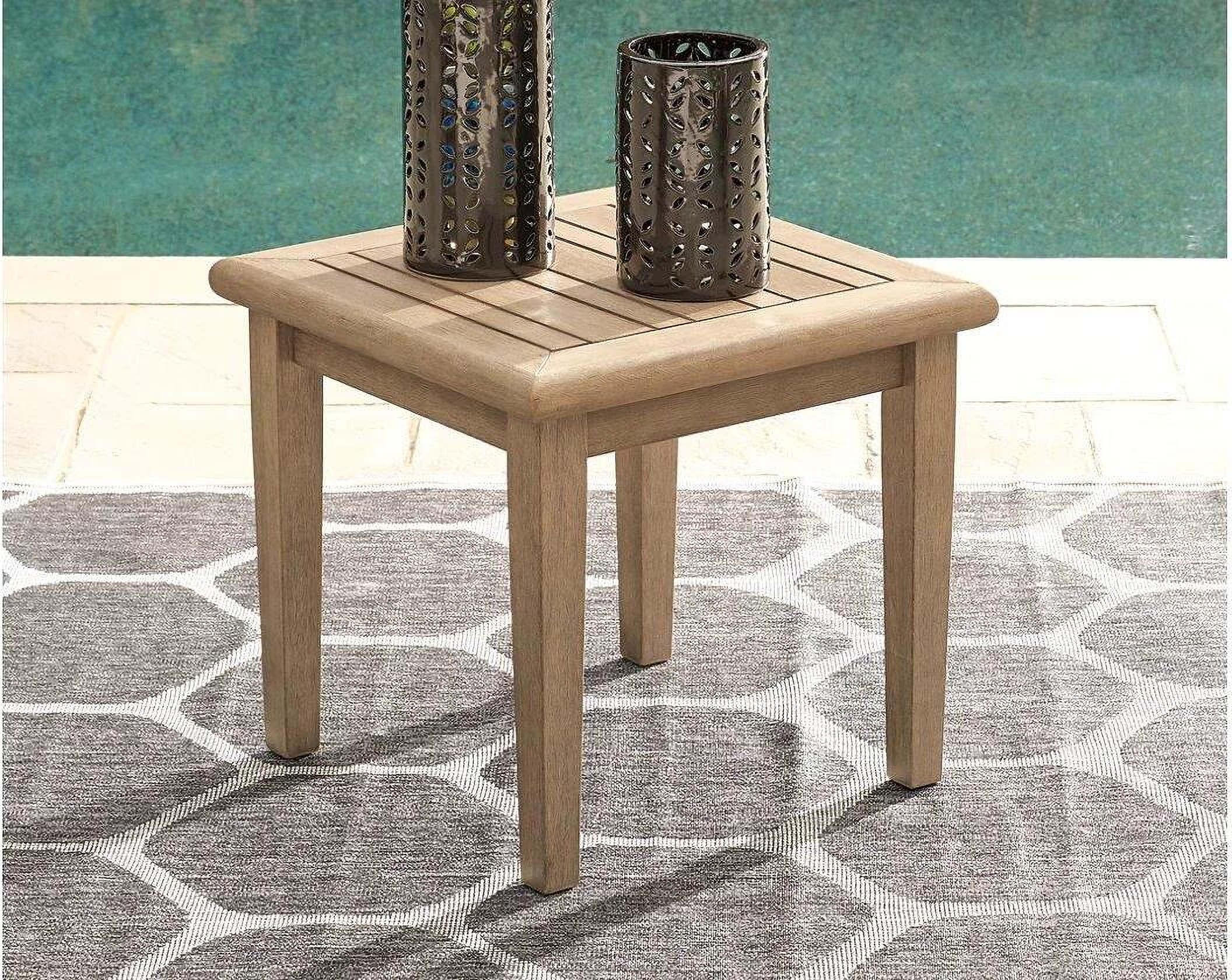 Gerianne Grayish Brown Outdoor Square End Table by Ashley Furniture
