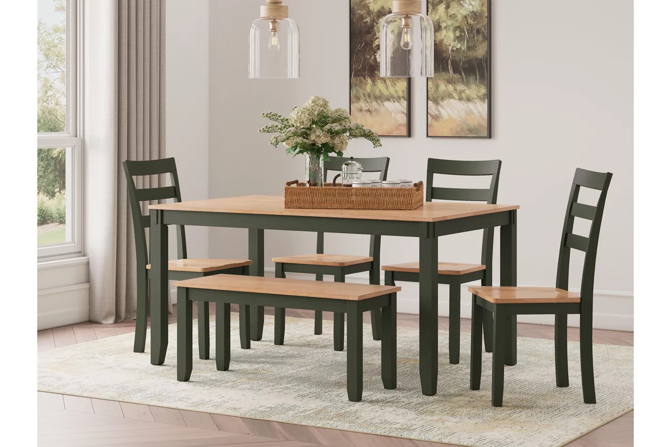 Gesthaven 6-Piece Dining Room Set In Natural and Green by Ashley ...