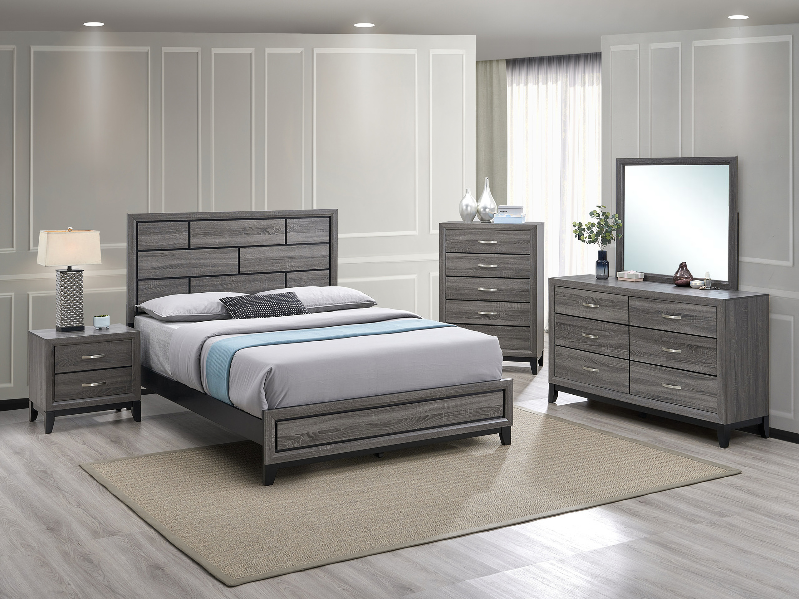 Glasgow Panel Bedroom Set In Gray by Glory | 1StopBedrooms