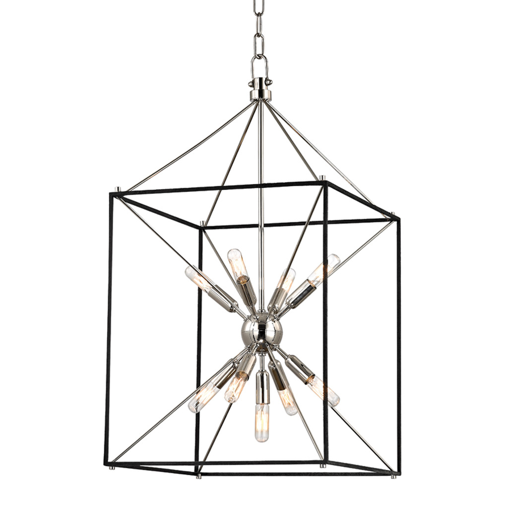 Glendale lantern in polished nickel and black by hudson valley lighting