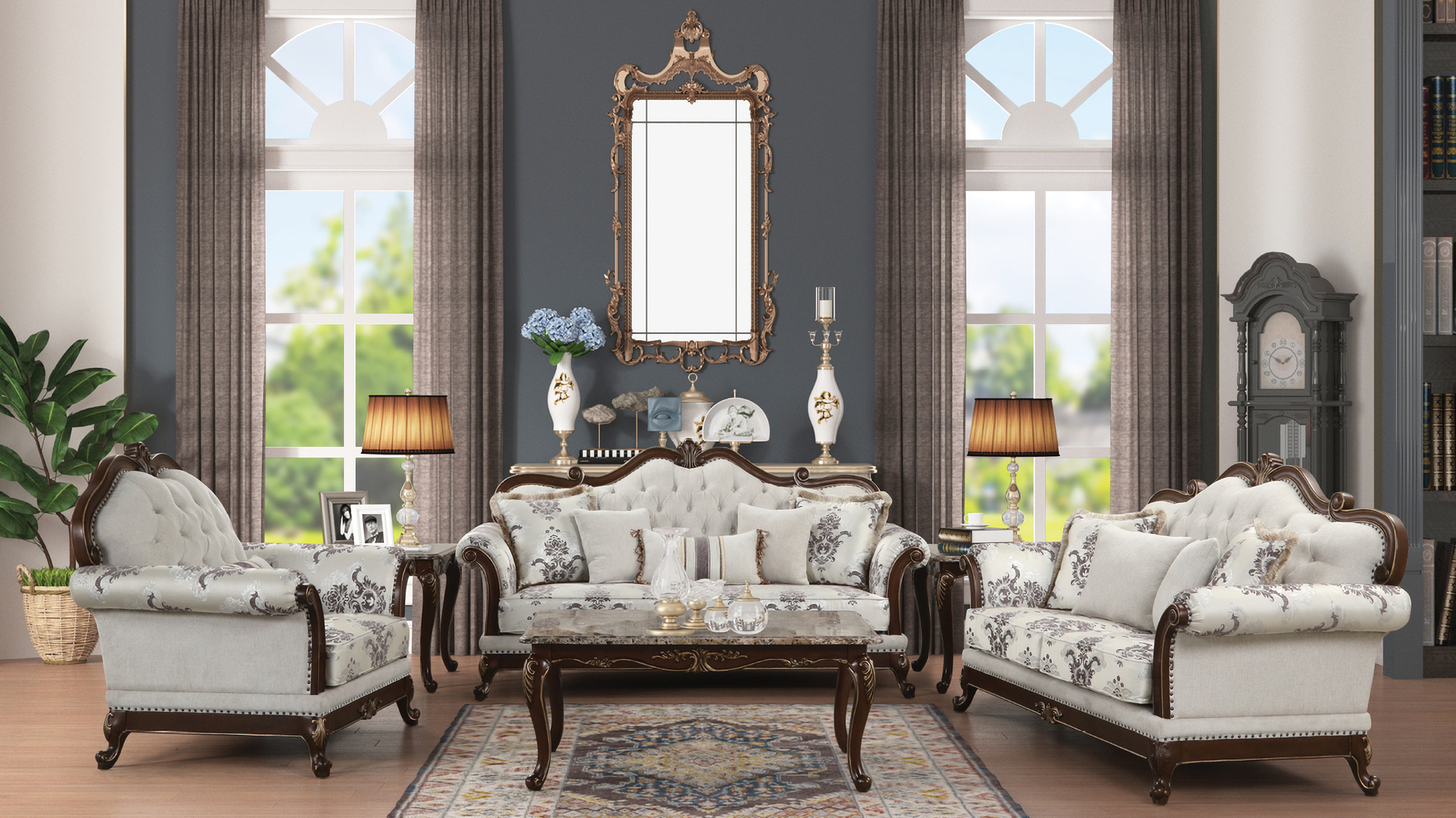 Gloria 2 Piece Button Tufted Living Room Set In White 1StopBedrooms